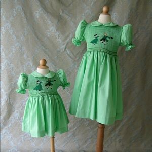 Spring Smocked Dress Green 100% Cotton New